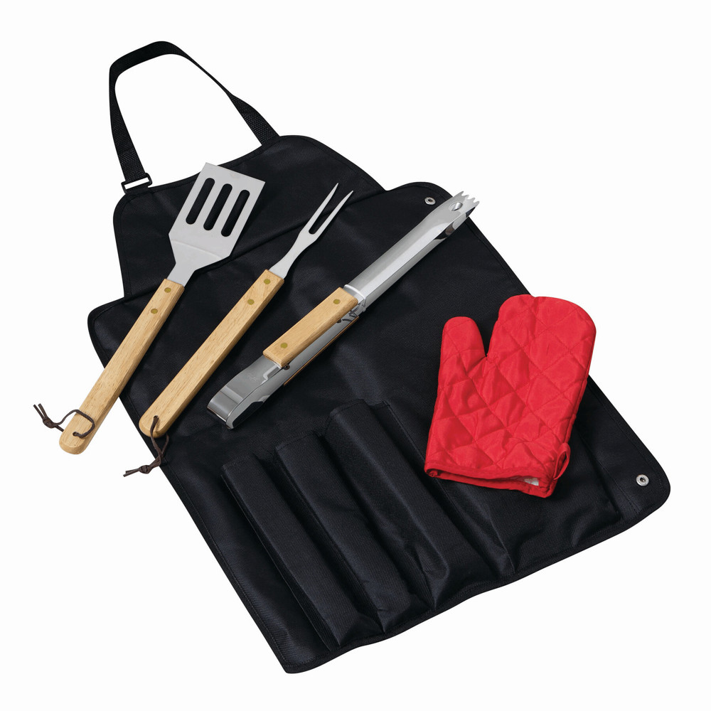 GREAT BBQ - BBQ-schort met BBQ-bestek - met logo of onbedrukt bestellen