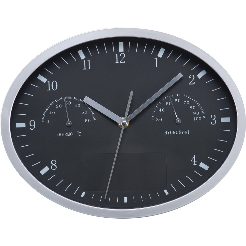 Wanklok met hygro- en thermometer - kopen of bedrukken - Zwart