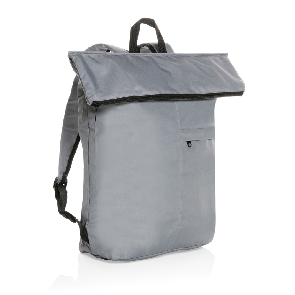 Dillon AWARE™ RPET lichtgewicht opvouwbare rugzak - voor bedrijven en relatiegeschenken - grijs (± PMS 17-5104 TCX)