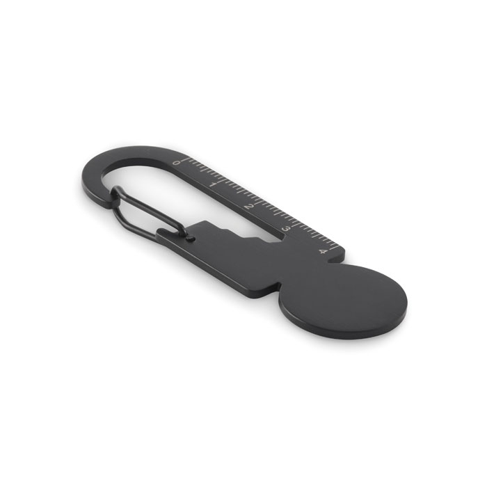 MULTIKEY - Multifunctionele sleutelhanger met - bedrukt of onbedrukt verkrijgbaar - zwart