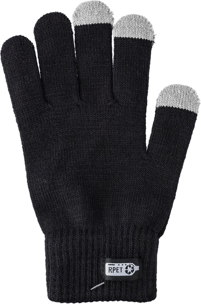 Gerecyclede polyester handschoenen Elena - bedrukt of onbedrukt verkrijgbaar - zwart