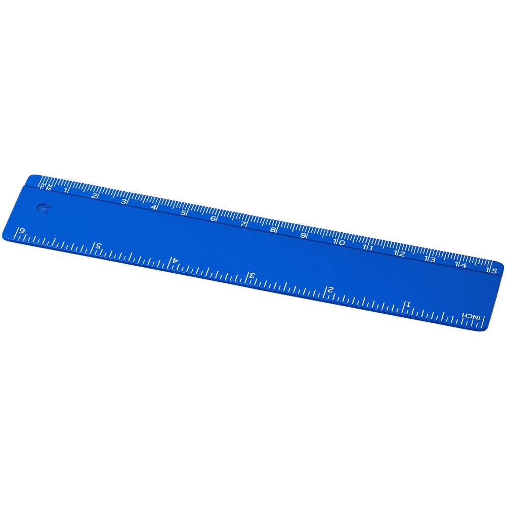 Refari liniaal van 15 cm van gerecycled plastic - met logo of onbedrukt bestellen - blauw