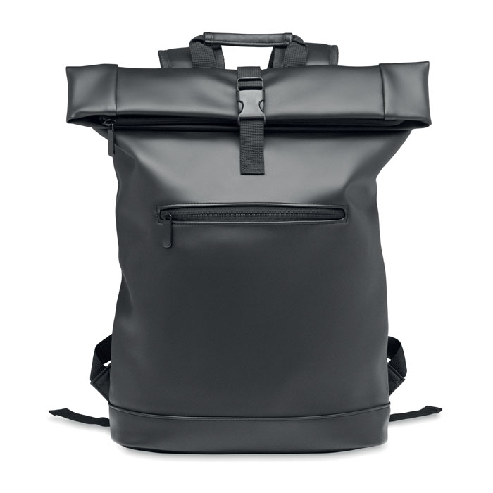 BAI ROLL - Laptop Rolltop rugzak PU - kopen of bedrukken - Zwart