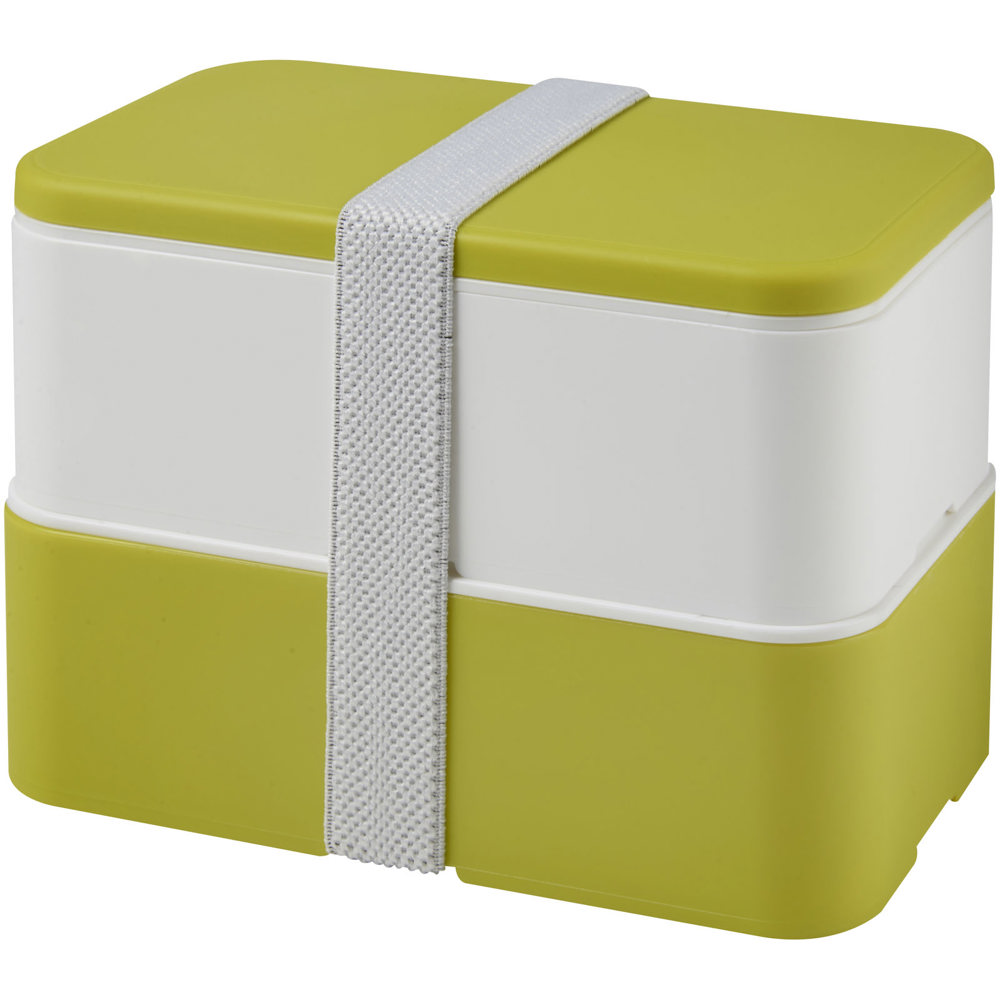 MIYO 700+700 ml dubbellaagse lunchtrommel - voor bedrijven en relatiegeschenken - Lime, Wit, Wit