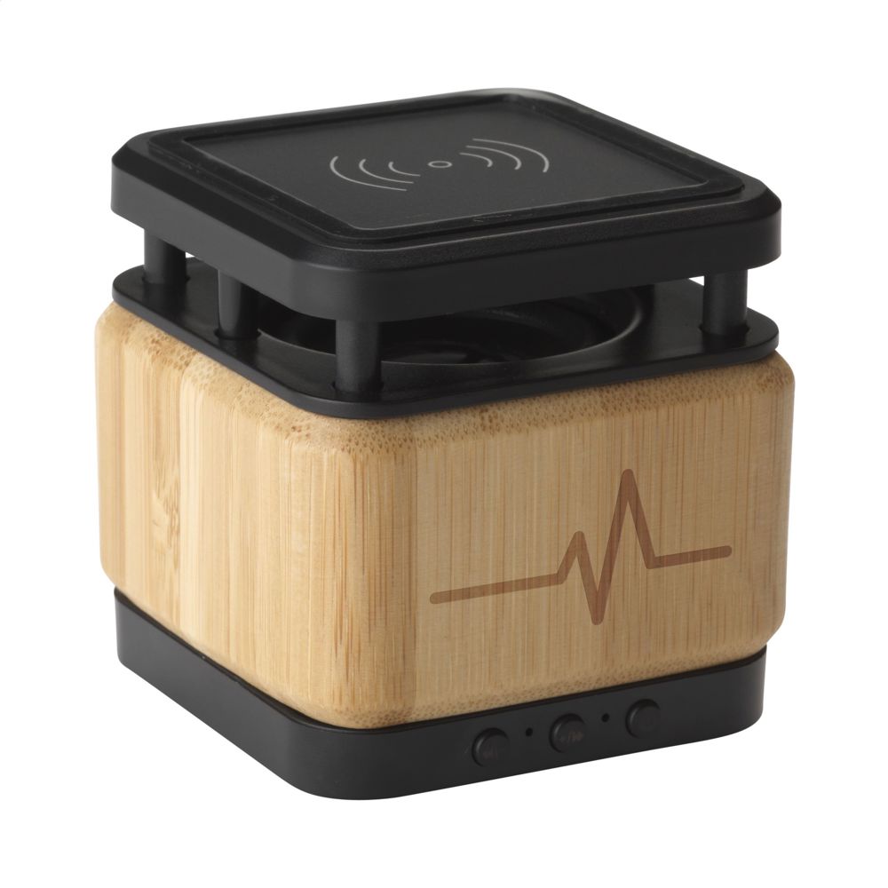 Bamboo Block Speaker met draadloze oplader - kopen of bedrukken