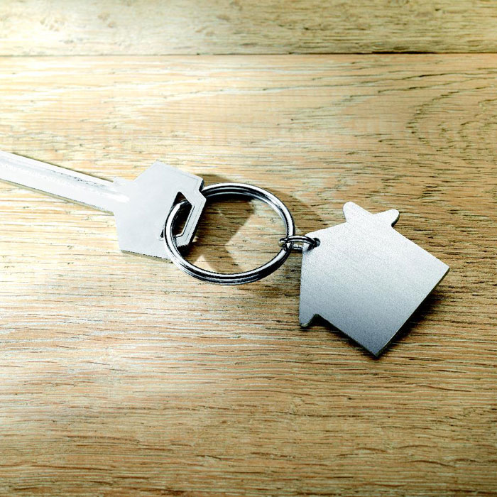 HEIM - Metalen sleutelhanger huis - met logo of onbedrukt bestellen