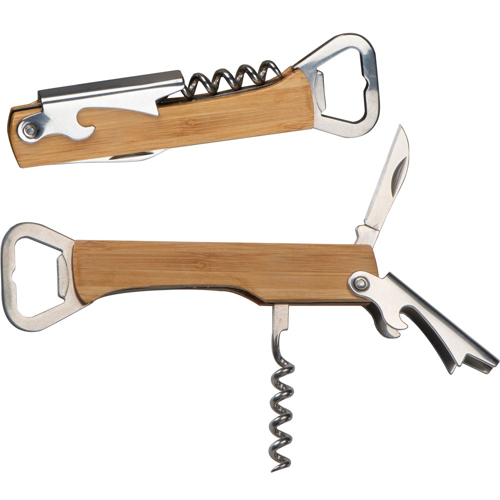 Kurkentrekker met flessenopener - met logo of onbedrukt bestellen