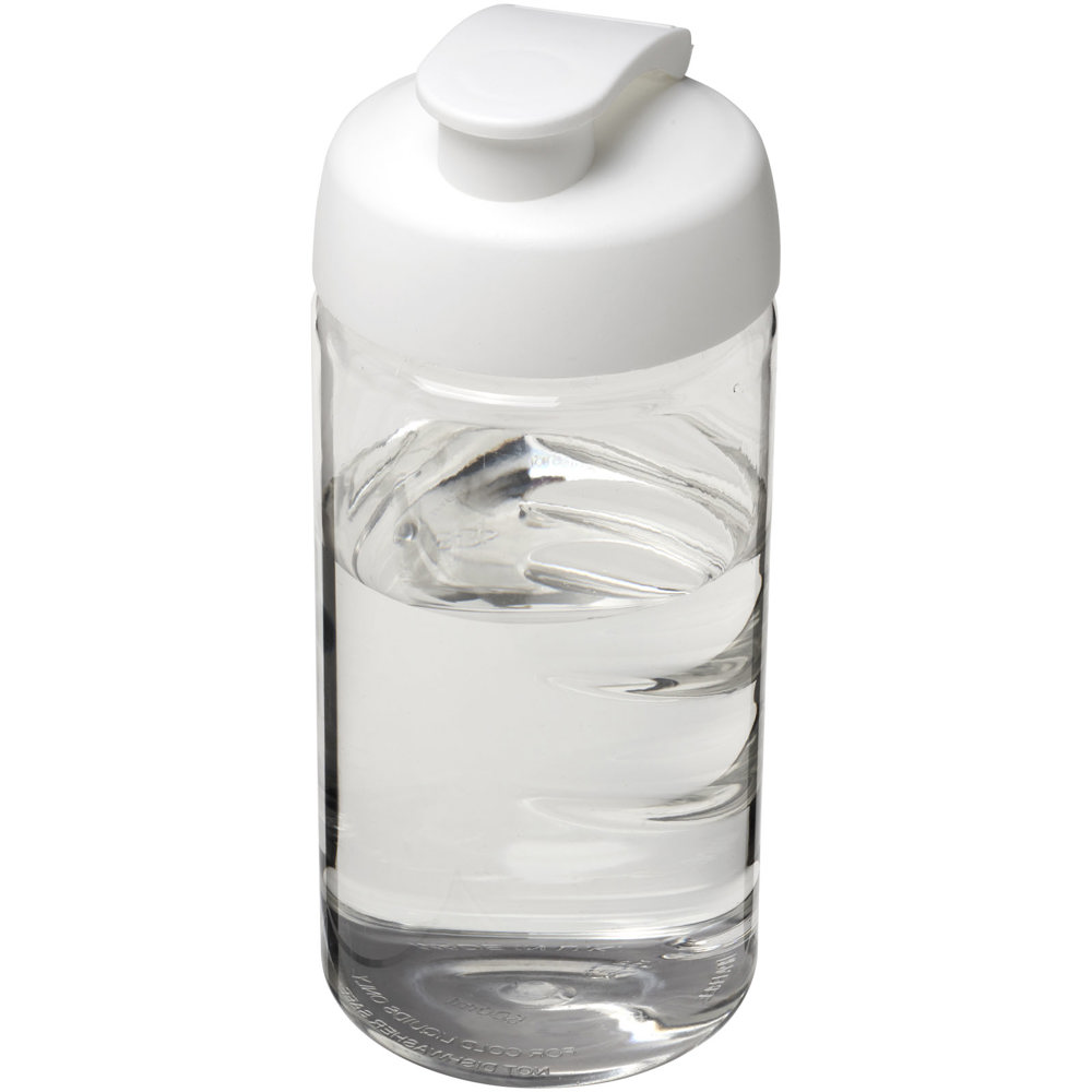 H2O Active® Bop 500 ml sportfles met flipcapdeksel - bedrukt of onbedrukt verkrijgbaar - Transparent, Wit