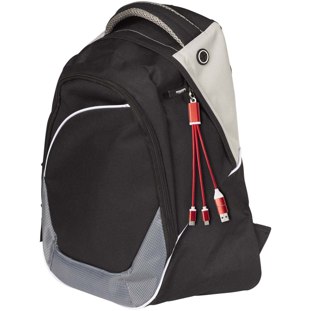 Metal 4-in-1 oplaadkabel van gerecycled aluminium met sleutelhanger