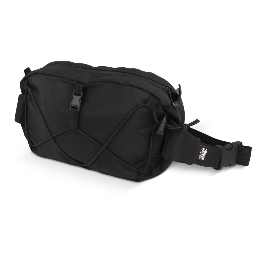 Crossbodytas R-PET met trekkoord - met logo of onbedrukt bestellen - Zwart