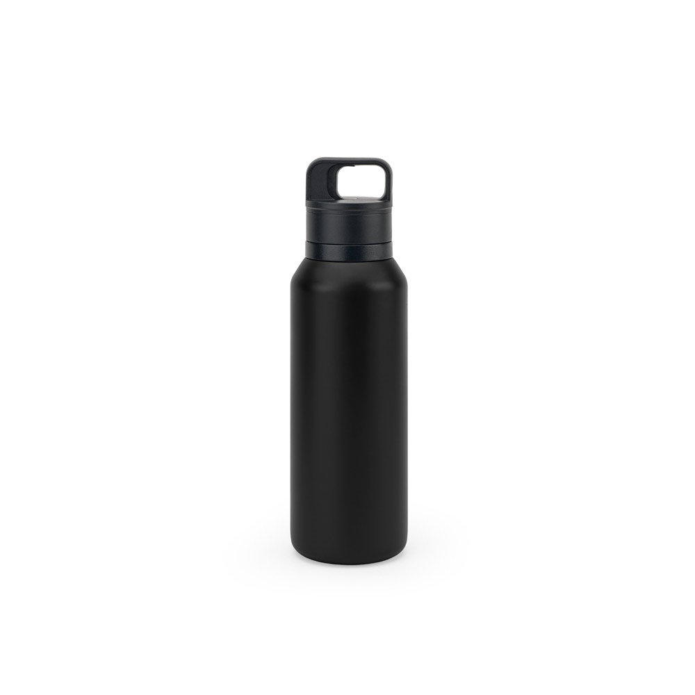 NICKLAUS. Roestvrijstalen fles (91% gerecycled) met vacuüm geïsoleerde dubbele wand 590 mL - met logo of - zwart
