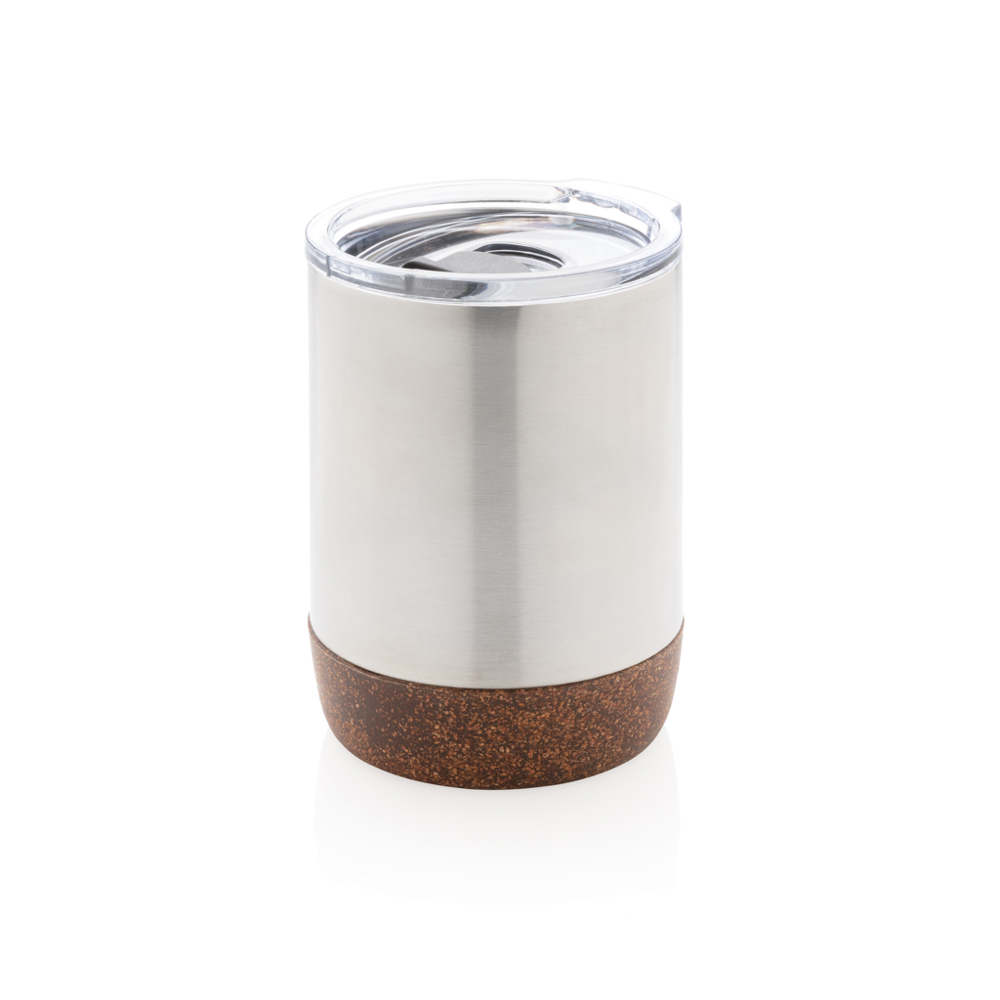 RCS gerecycled roestvrijstalen koffiebeker met kurk - met logo of onbedrukt bestellen - zilver (± PMS 428)
