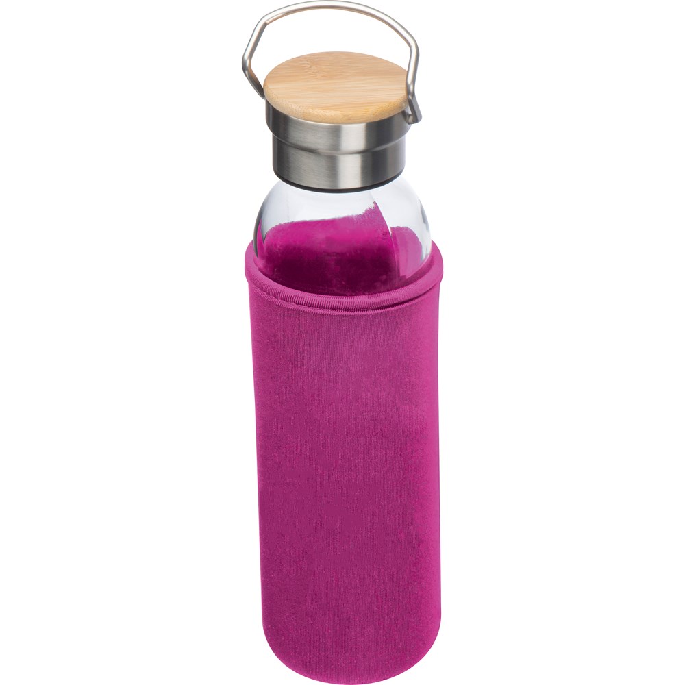 Drinkfles van glas met ommanteling