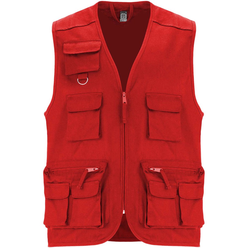 Venera 200 g/m2 werkvest met V-hals en meerdere zakken - rood