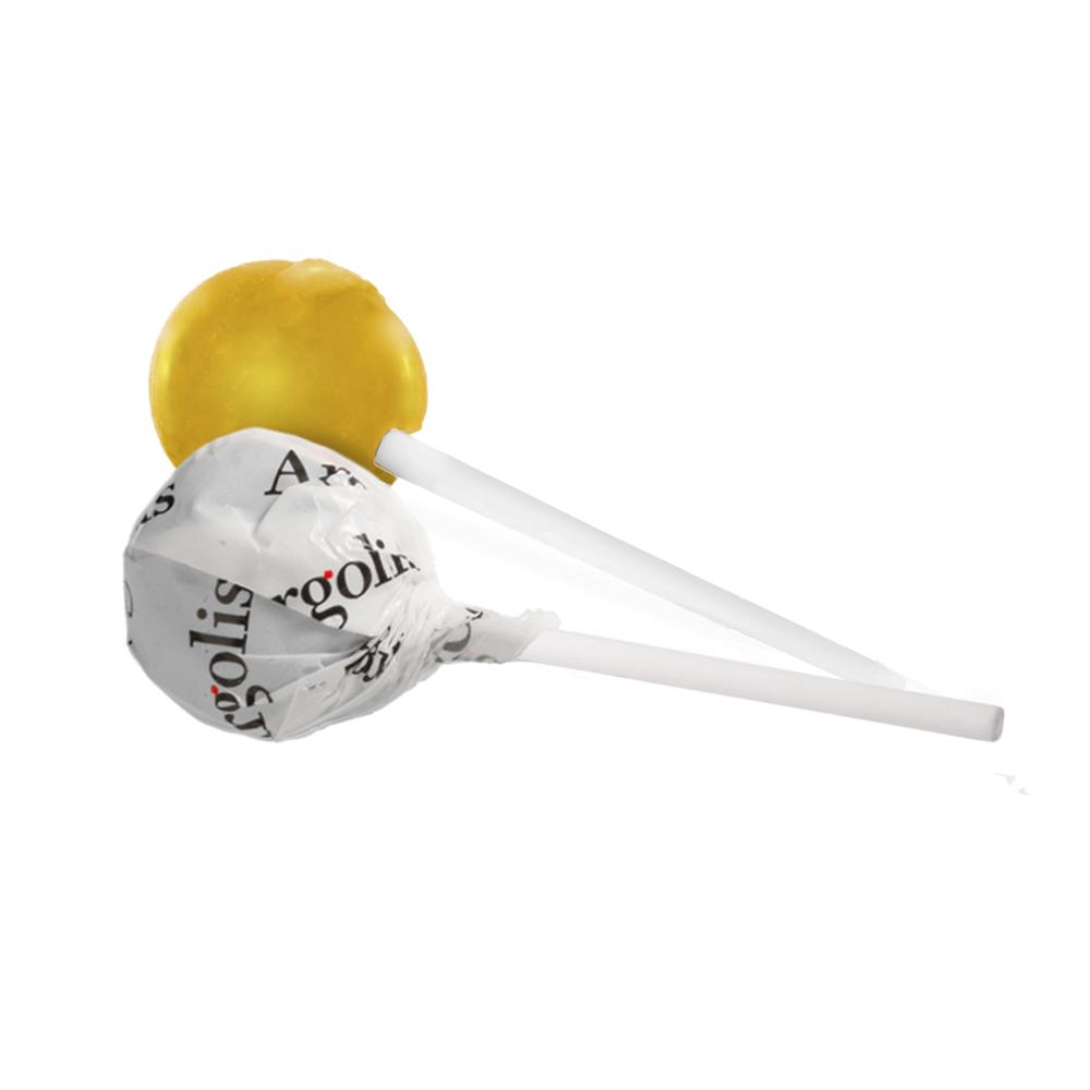 Ronde lolly - bedrukt of onbedrukt verkrijgbaar - wit/geel