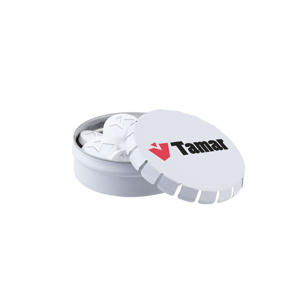 Mini clic-clac blikje met logo mints - bedrukt of onbedrukt verkrijgbaar