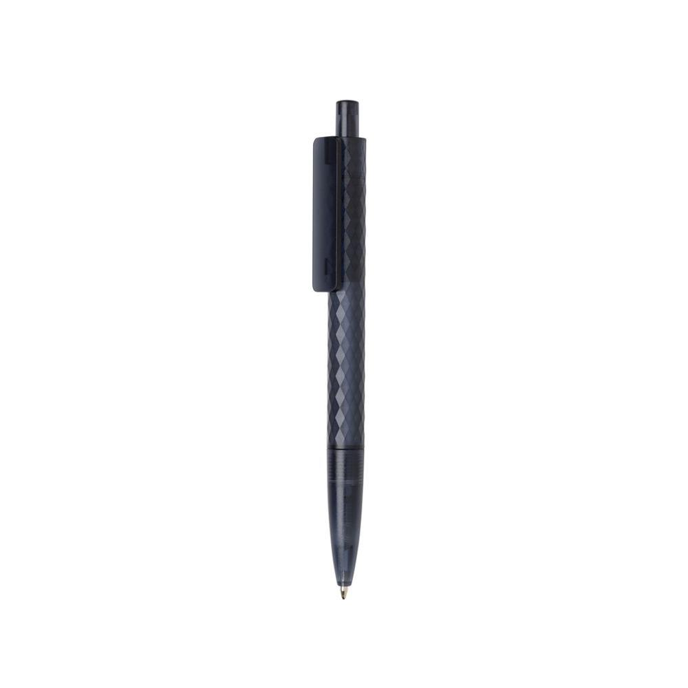 X3 GRS gerecycled PC plastic pen frosted - met logo of onbedrukt bestellen - donkerblauw (± PMS 4280C)