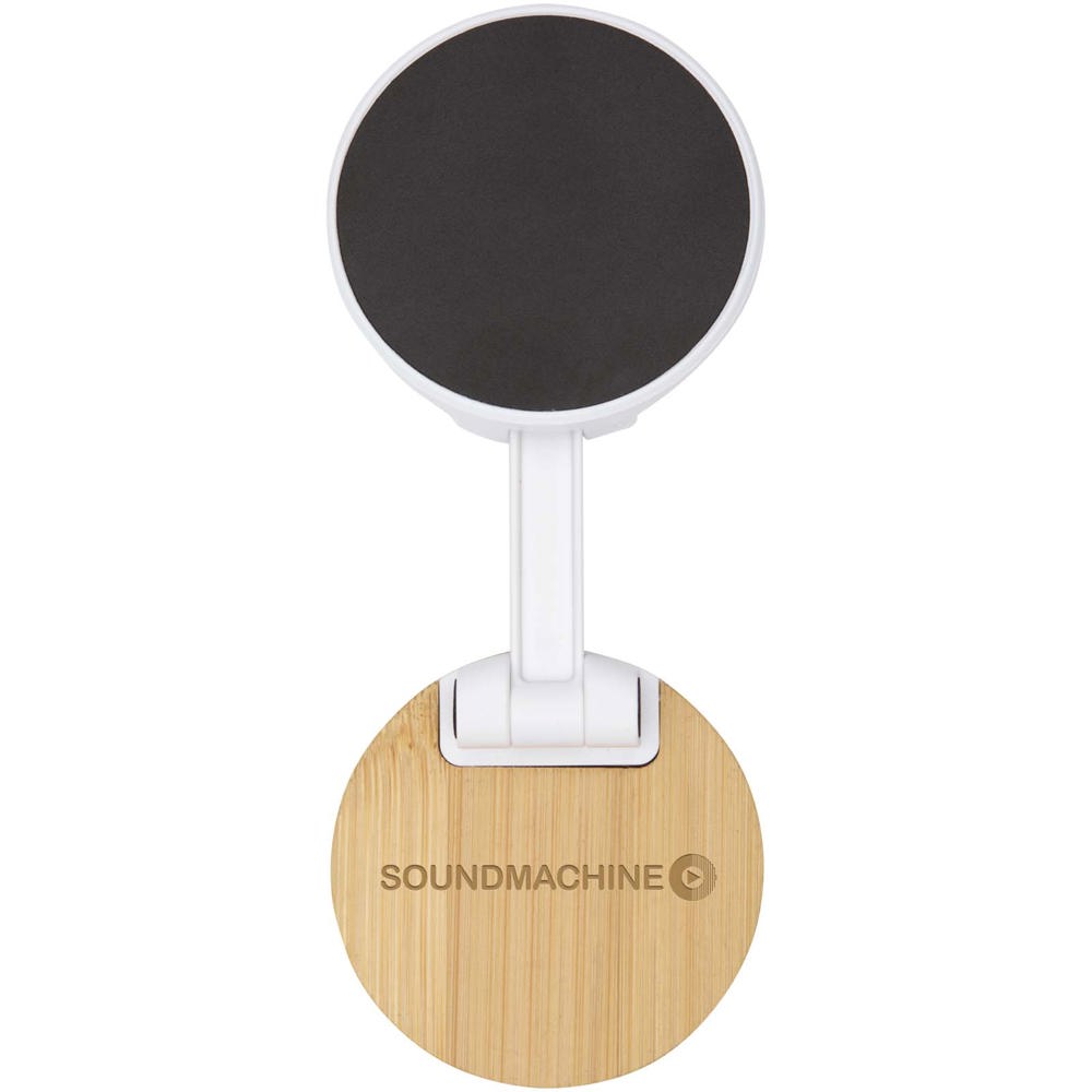 Alcor opvouwbare magnetische telefoonstandaard van gerecycled plastic met bamboedetails