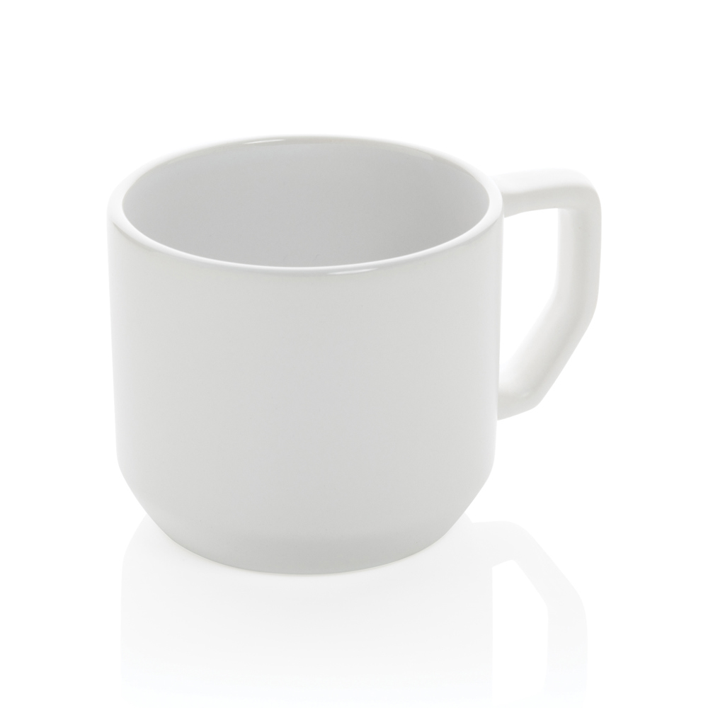 Keramische moderne mok 350 ml - bedrukt of onbedrukt verkrijgbaar - wit, wit (± PMS White/ ± PMS White)