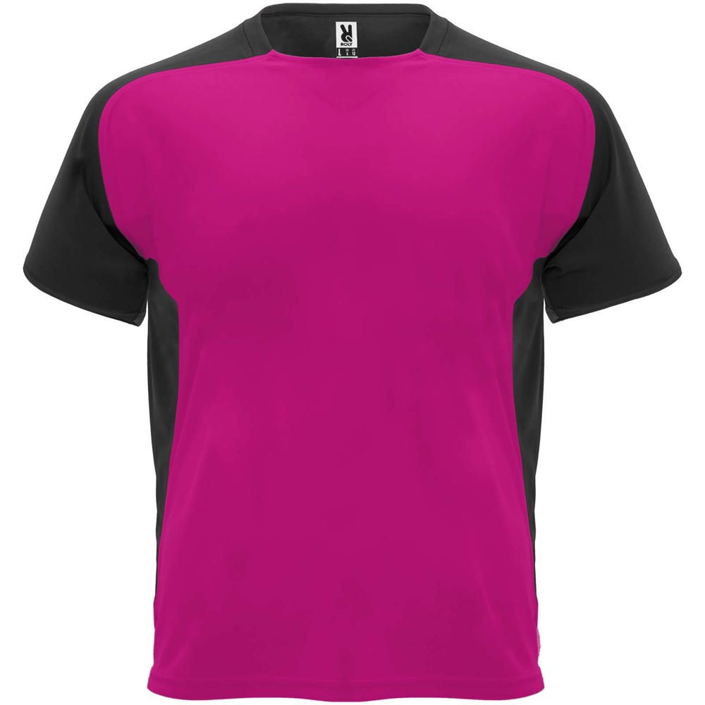 Bugatti unisex sportshirt met korte mouwen - voor bedrijven en relatiegeschenken - Fuchsia, Zwart