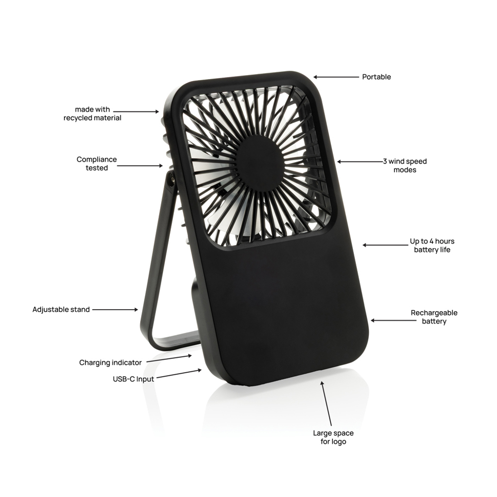 Aervina RCS rplastic herlaadbare bureauventilator