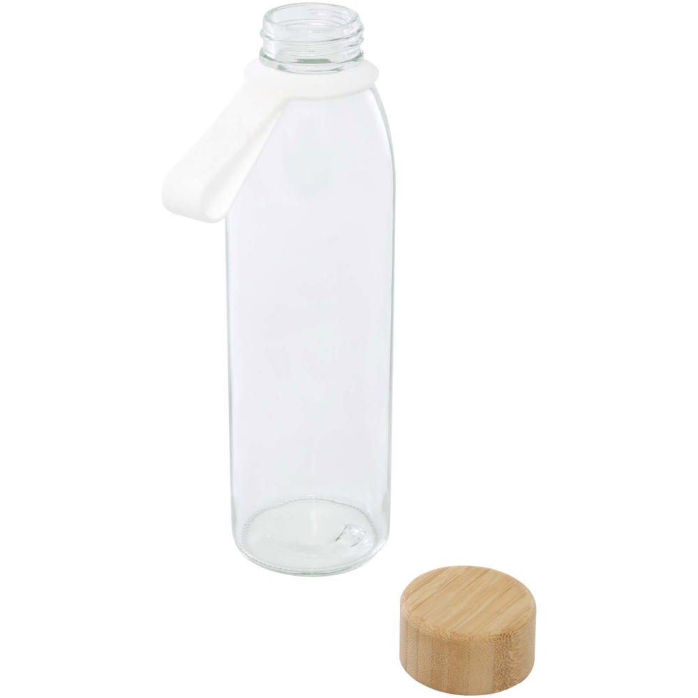 Porto 500 ml glazen waterfles met siliconen handgreep en bamboe deksel 