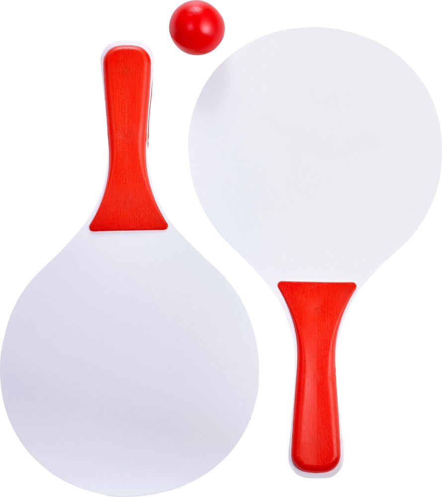Houten strand tennisset Eliza - bedrukt of onbedrukt verkrijgbaar - rood