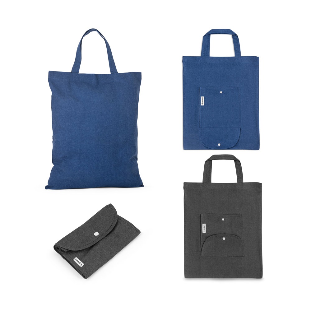 SIENA. Opvouwbare tas in katoen (50%), gerecycleerd katoen (30%) en polyester (20% rPET) (140 g/m²) - met logo
