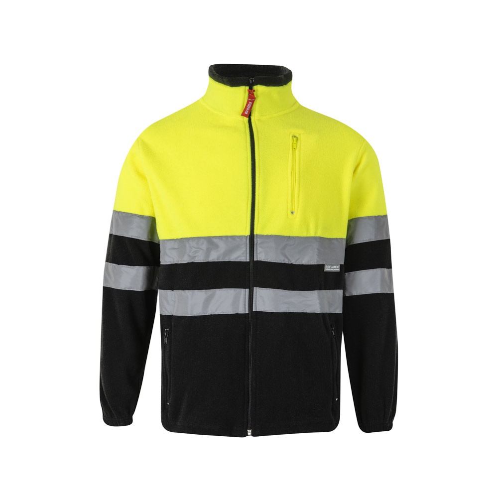 VL EROS. Tweekleurig fleecejack (280g/m²) van polyester (100%) - bedrukt of onbedrukt verkrijgbaar - Zwart, Geel