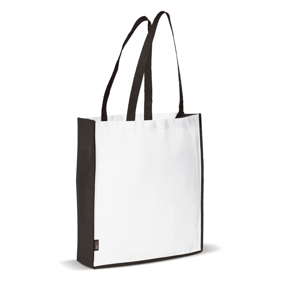 Schoudertas non-woven 75g/m² - met logo of onbedrukt bestellen - Wit / Zwart