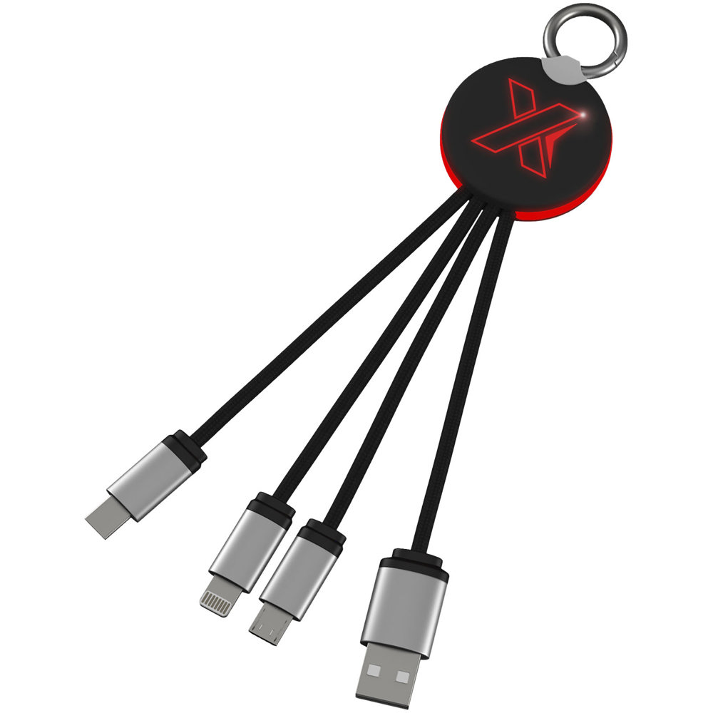 SCX.design C16 kabel met oplichtende ring - met logo of onbedrukt bestellen - Rood, Zwart