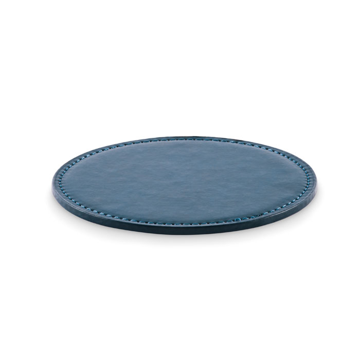 POSA - Ronde onderzetter in PU - voor bedrijven en relatiegeschenken - Marineblauw