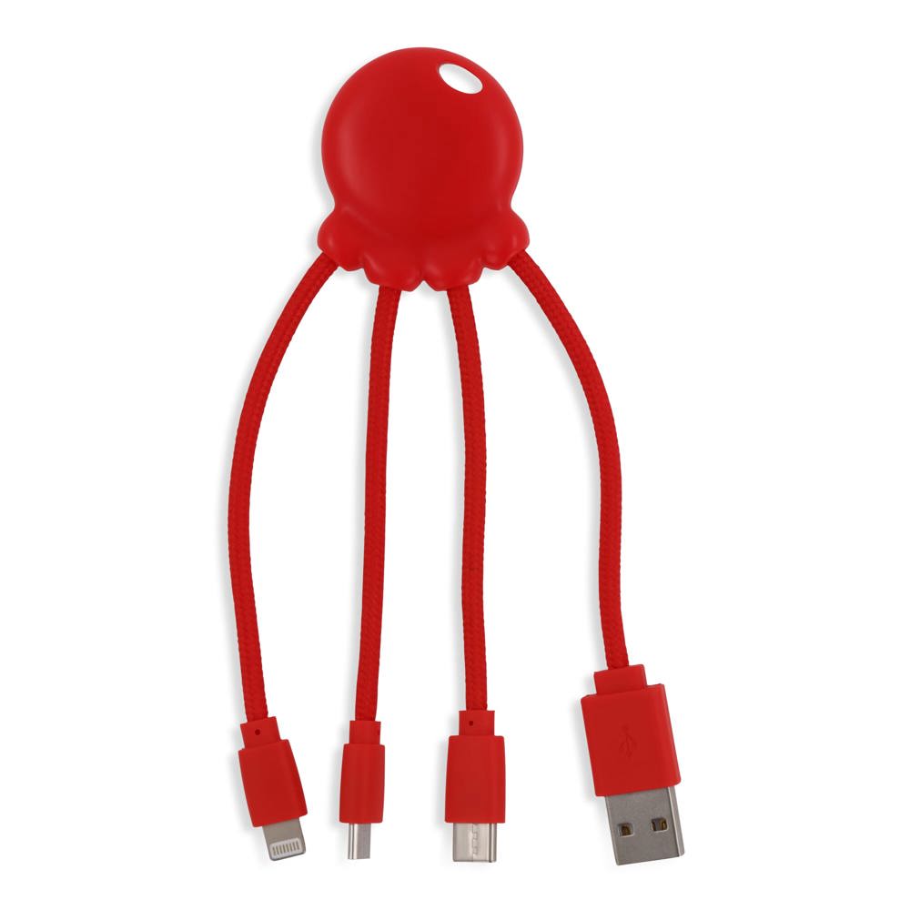 2087 | Xoopar Eco Octopus Oplaadkabel - voor bedrijven en relatiegeschenken - Rood