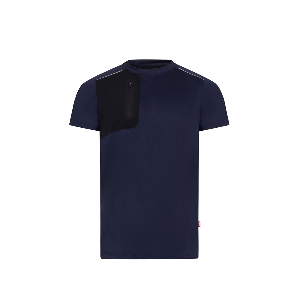 VL RHEA. Technisch wafel-T-shirt (110 g/m²), gemaakt van 100% gerecycled polyester - Marineblauw