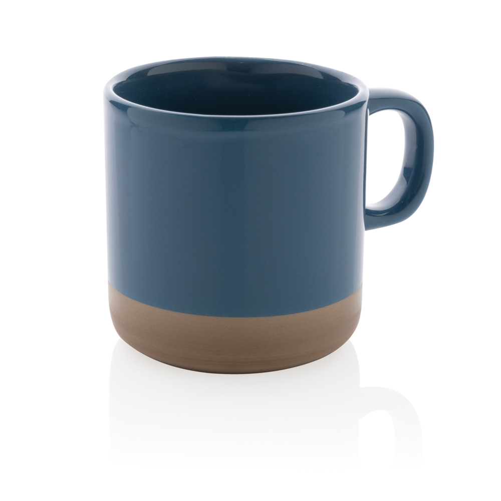 Geglazuurde keramische mok 360 ml - voor bedrijven en relatiegeschenken - blauw (± PMS 2160C)