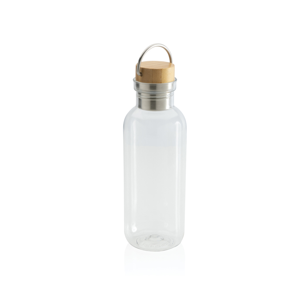 RCS recycled PET fles met bamboe deksel en handvat - kopen of bedrukken - transparant (± PMS Transparent)