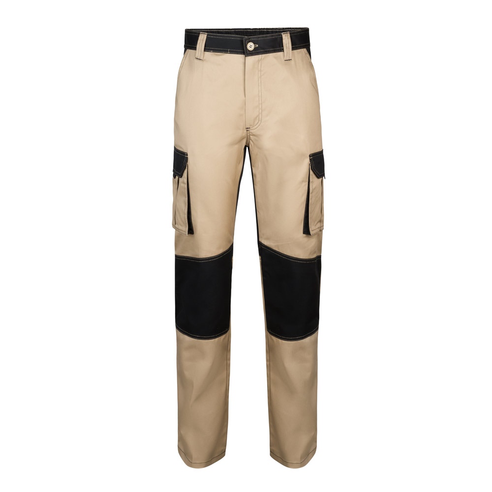 VL NJORD. Tweekleurige keperbroek met meerdere zakken (240 g/m²), van katoen (35%) en polyester (65%) - voor - Beige