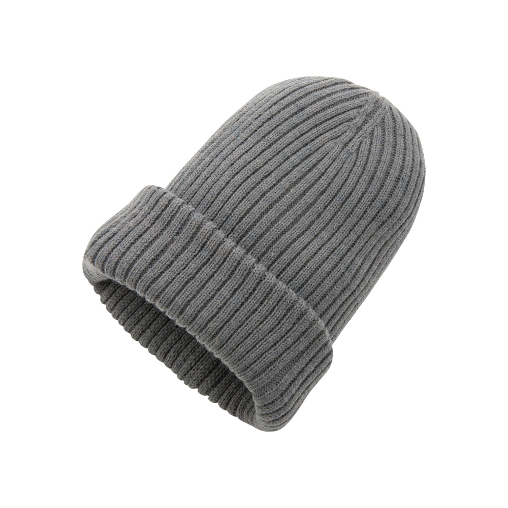 Impact AWARE™ Polylana® dubbel gebreide beanie - met logo of onbedrukt bestellen - antraciet (± PMS Cool Grey 11)