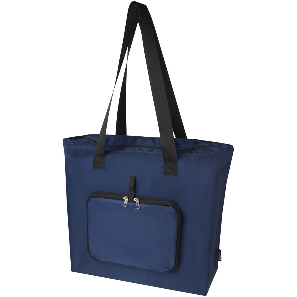 EcoFold RPET opvouwbare draagtas 16 l - met logo of onbedrukt bestellen - Marineblauw