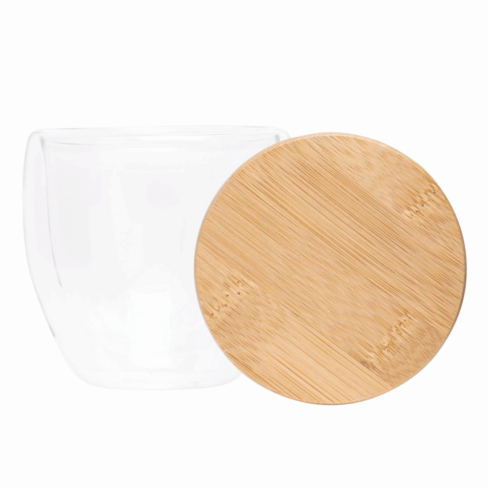 BAMBOO ART S - Dubbelwandig glas, inhoud ca. 250 ml. - voor bedrijven en relatiegeschenken