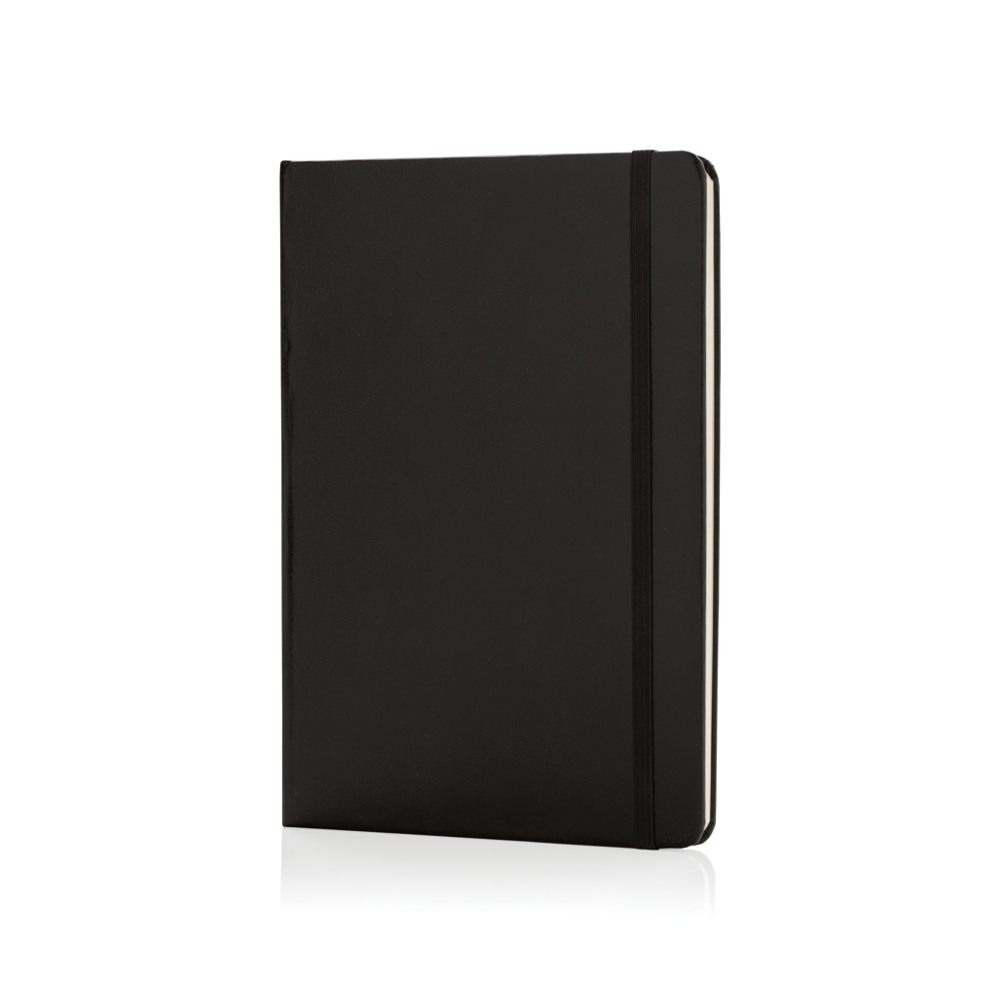 A5 hardcover notitieboek - bedrukt of onbedrukt verkrijgbaar - zwart (± PMS Black)