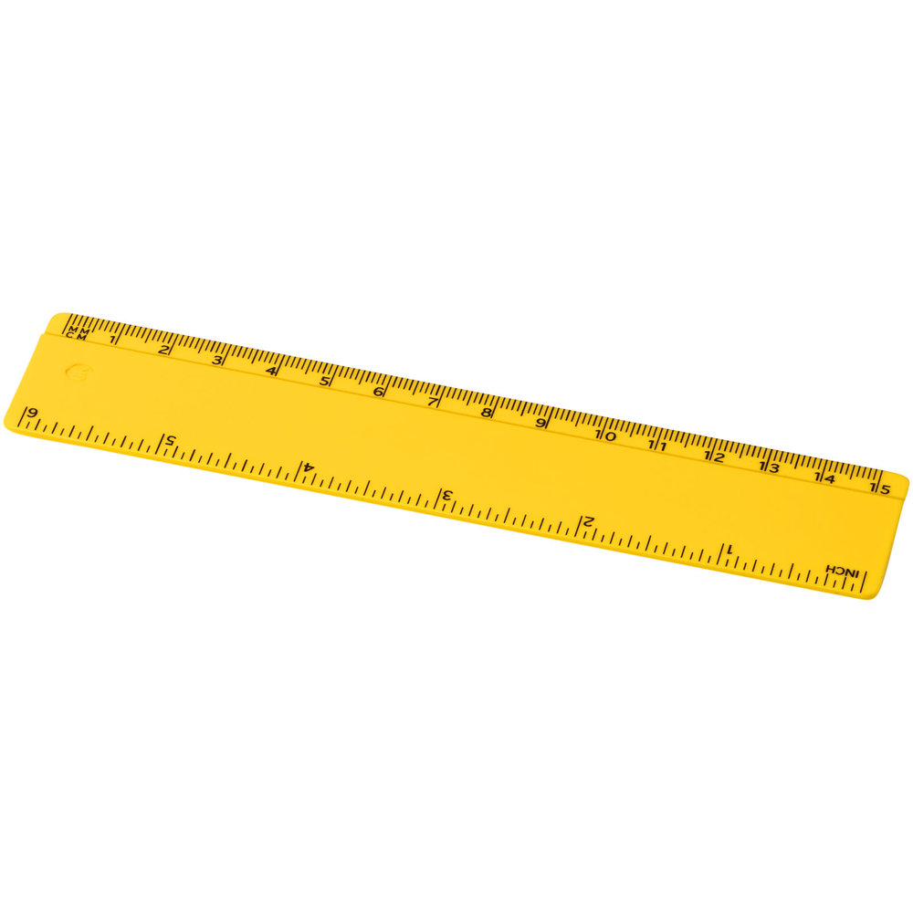 Refari liniaal van 15 cm van gerecycled plastic - met logo of onbedrukt bestellen - Geel