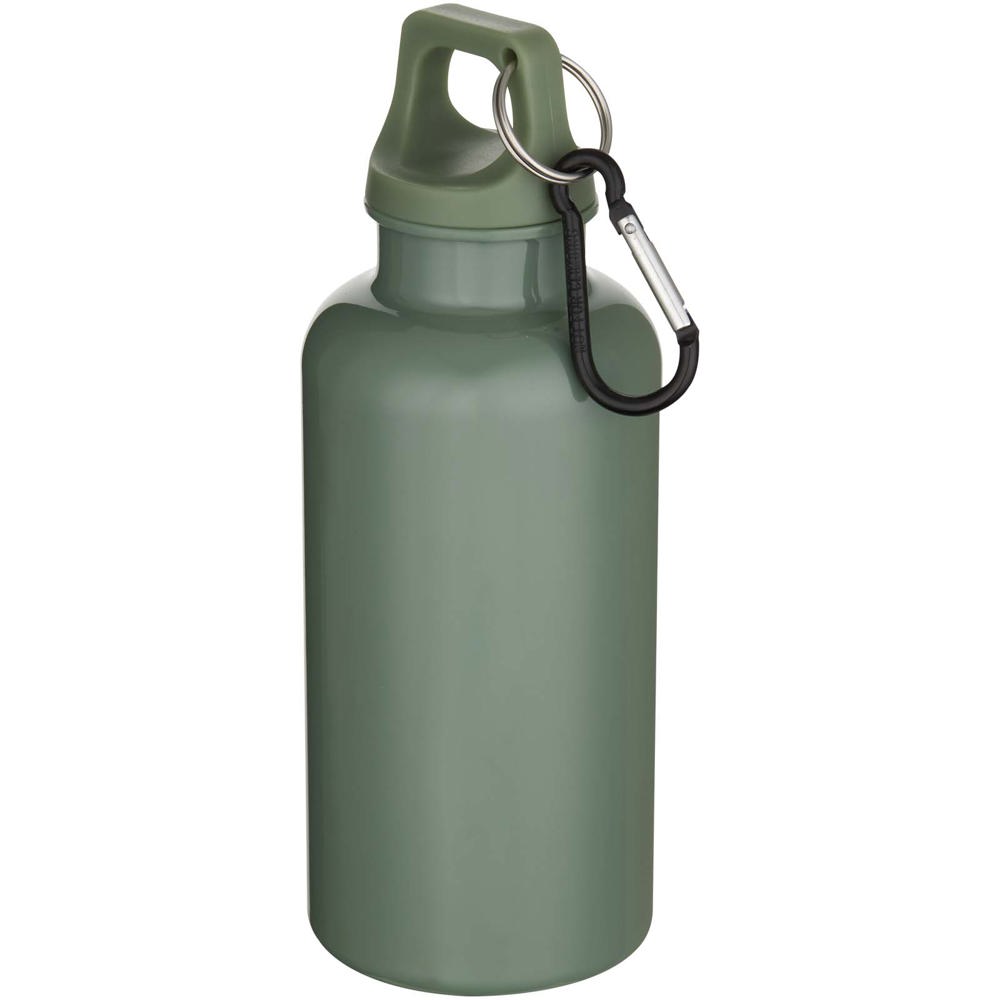 Oregon 400 ml effen waterfles van RCS gecertificeerd gerecycled plastic met karabijnhaak - voor bedrijven en - Gemêleerd groen