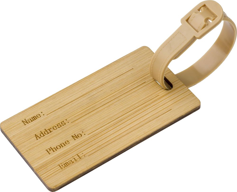 Bamboe bagagelabel Shawn - met logo of onbedrukt bestellen