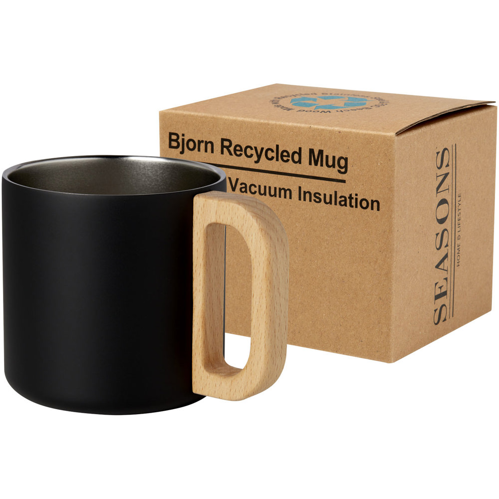 Bjorn 360 ml RCS-gecertificeerde mok van gerecycled roestvrijstaal met koperen vacuümisolatie - bedrukt of