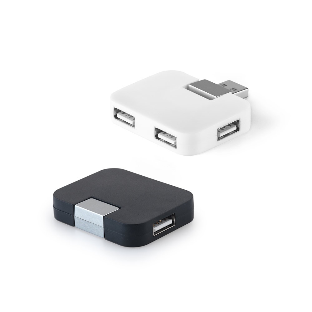 JANNES. HUB met 4 USB-A poorten in ABS - bedrukt of onbedrukt verkrijgbaar