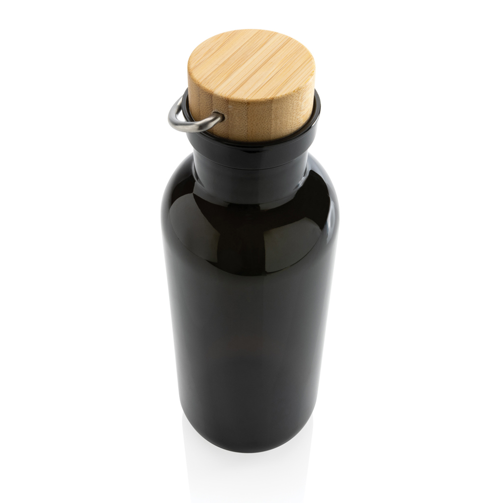 RCS recycled PET fles met bamboe deksel en handvat