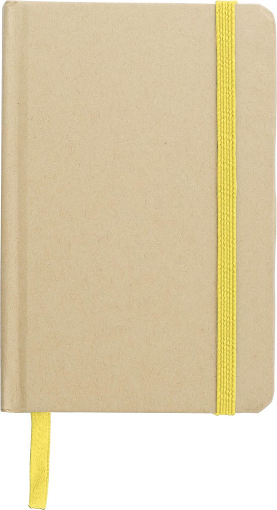 Gerecycled papieren notitieboek (A6) John - met logo of onbedrukt bestellen - Geel