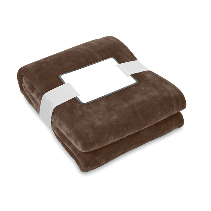 LOGAN - RPET fleecedeken 280gr/m² - voor bedrijven en relatiegeschenken - Chocolade