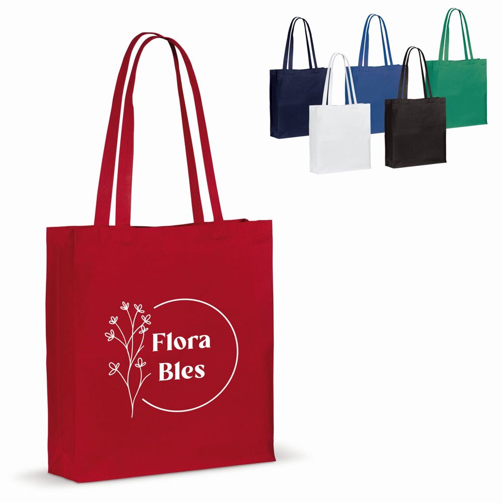 Draagtas gerecycled katoen met bodem 140g/m² 38x10x42cm - met logo of onbedrukt bestellen